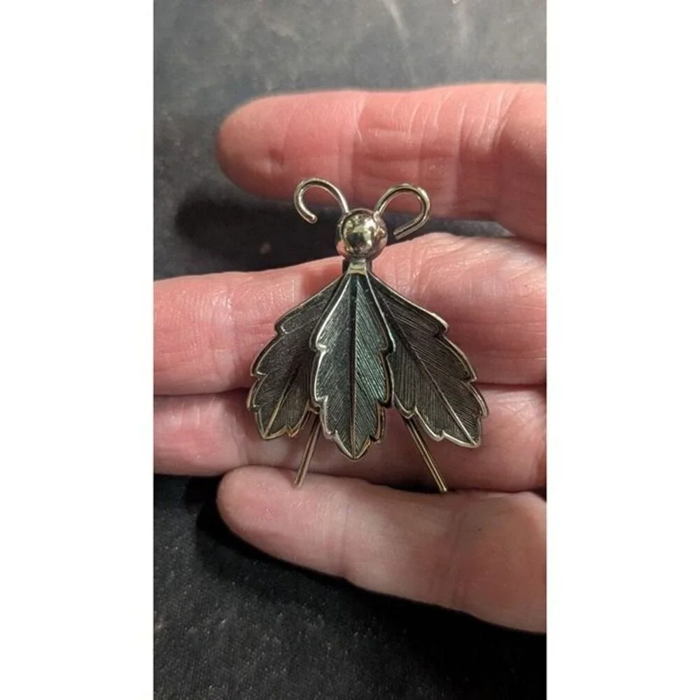 Bell‎ Trading Post Nickel Silver Vintage Insect Fly Leaf Wing Brooch Pin jewelry